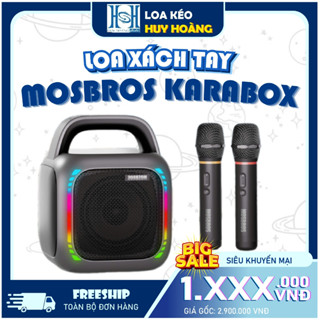  Loa Xách Tay MOSBROS Karabox Kèm 2 micro pin sạc Mẫu loa sinh ra để hát Karaoke 