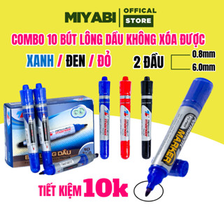 COMBO 10 Bút Lông Dầu Thiên Long Không Xóa Được PM09 2 Đầu Viết Được Trên Nhiều Vật Liệu , Nhanh Khô