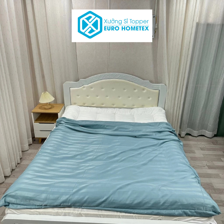 Áo Bọc Nệm Topper,Ga Bọc Nệm 2 Mặt Có Khóa Kéo  Sọc 3F Sang Trọng Mát Mẻ Đủ Size XƯỞNG SỈ TOPPER EUR