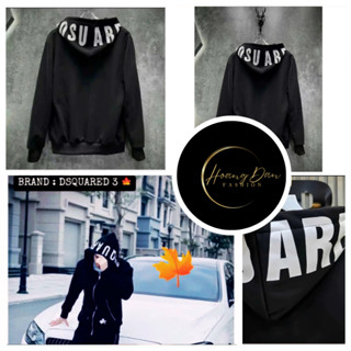 Áo Khoác Hoodie Zip DSQ Mũ 2 Lớp Chất Nỉ Tàu Dày Dặn Cao Cấp Boy Phố. Áo Khoác In Chữ Dsquared2 Trên Mũ Dành Cho Boy Phố