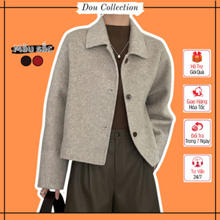 Áo Khoác Cardigan Nữ, Áo Len Dạ Croptop Có Cổ Hoạt Tiết Trơn Phong Cách Hàn Quốc Thời Trang Thu Đông - Mã TA073