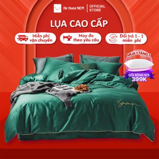 Bộ Ga Giường Cưới 5 Món HỆ THỐNG NỆM Cao Cấp Set Bộ Vỏ Chăn Ga Ra Drap Lụa Trải Phủ Giường Gối Nệm Đệm 5 Món