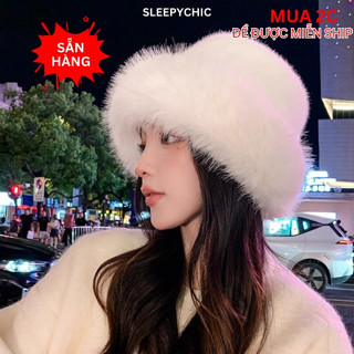  Mũ lông nữ Mũ len lông Mông Cổ Nón beret phủ lông nhân tạo giữ ấm phong cách Mông Cổ dày dặn thời trang MU112 SLEEPY 