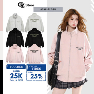  Áo khoác bóng chày chất da lộn cao cấp hình thêu chắc chắn form rộng nam nữ Hàn Quốc - GZAKA76 