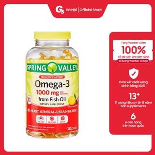 Viên uống dầu cá Spring Valley Omega-3 Fish Oil 1000 mg (645 EPA/310 DHA) nhập Mỹ - Gymstore