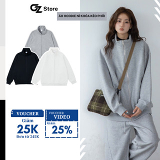 Áo khoác Hoodie zip cổ cao Basic chất nỉ bông cao cấp khóa kéo chắc chắn form rộng nam nữ - GZHZ01