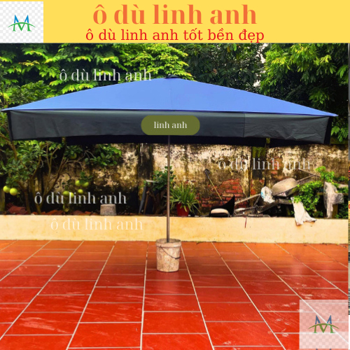 Ô Dù Mái Vuông Chính Tâm ,ô tre mưa ngoài trời, 2m5x3mÔ DÙ Vuông Vải bạt cao cấp Vải Chống thấm(trưa bao gồm Chân Đế)