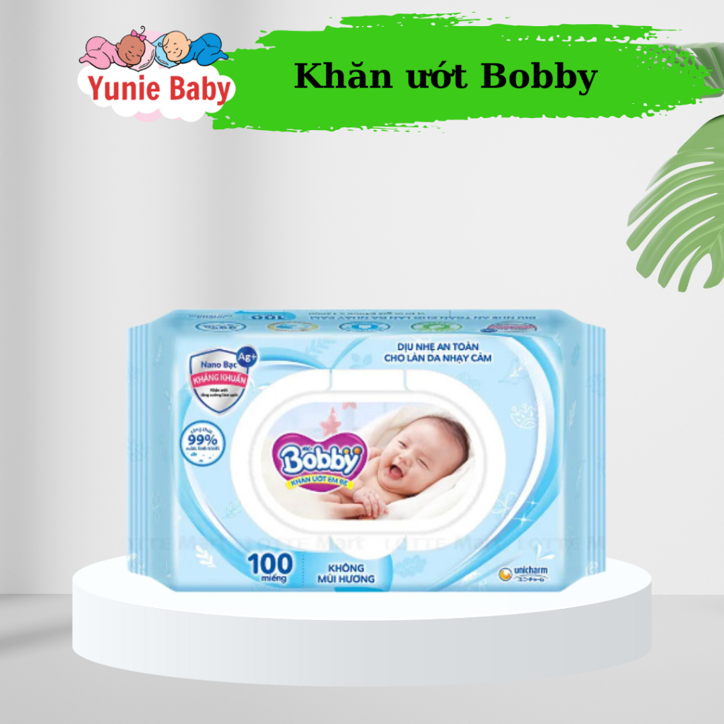 Khăn ướt không mùi Bobby 100 miếng