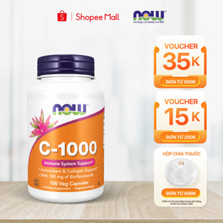 Viên uống Vitamin C 1000mg with Bioflavonoids Now của Mỹ, giúp sáng da, mờ thâm, tăng đề kháng