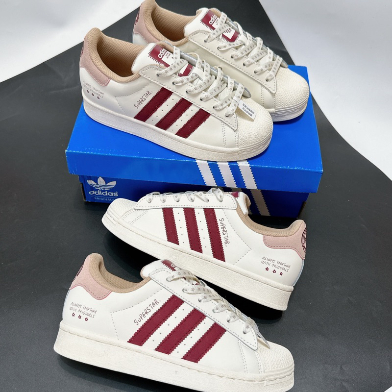 Giày thể thao Adidas Superstar sò đỏ mận thêu sao đủ size nam nữ tôn dáng đễ phối đồ