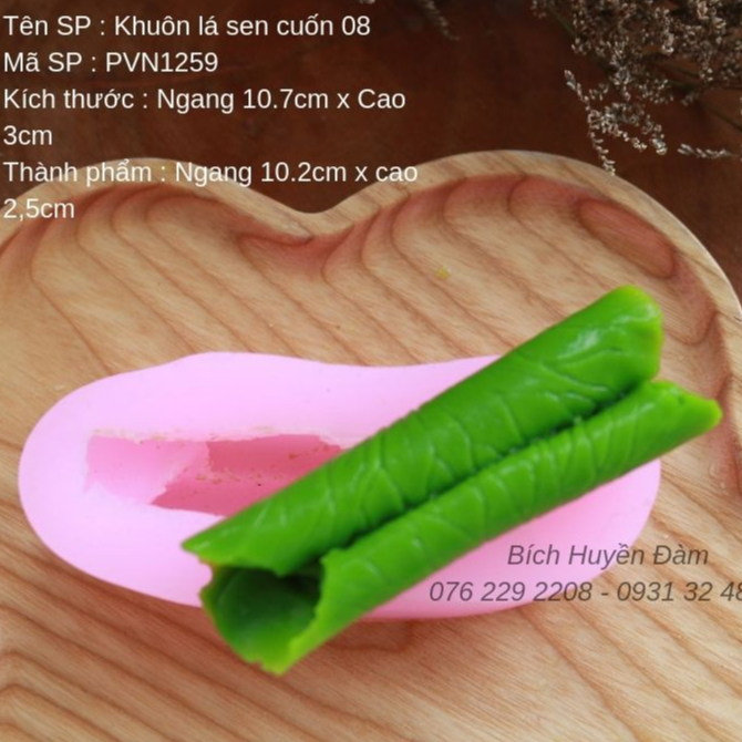 Khuôn silicon lá sen cuốn làm rau câu, socola, nến, fondant