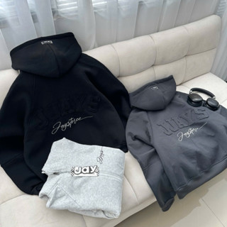 Khoác Nỉ 2DA - Áo hoodie zip boxy vải 2 da local form rộng ngắn unisex thêu đắp vải JJAYS màu XÁM TIÊU/ĐEN/XÁM CHÌ