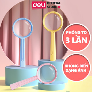 Kính Lúp Cầm Tay Deli Độ Phóng Đại 3 Lần Chất Liệu Thủy Tinh Cho Hình Ảnh Sắc Nét Gọn Nhẹ Dễ Mang Theo Nhiều Màu