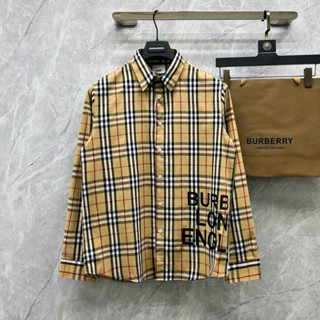 Áo sơ mi BBR nam nữ dài tay cotton hoạ tiết kẻ sọc caro be dập chữ viền bụng cao cấp boy phố SM07P