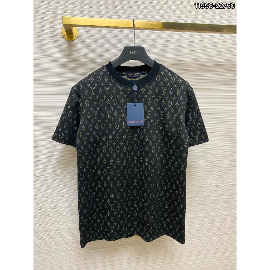  ÁO thun nam LV cổ tròn họa tiết thêu tay ngắn phong cách trẻ trung chuẩn from 