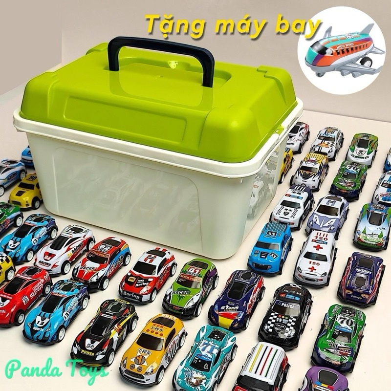 (TẶNG MÁY BAY) Combo 30 xe ô tô hợp kim chạy cót đồ chơi cho bé