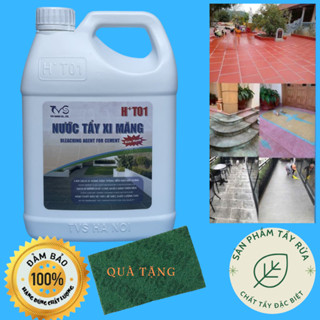 Nước Tẩy Xi Măng TVS HT01 Can 1.8L - Tẩy Sàn Gạch Ron/Gạch Sau Xây Dựng/Rong Rêu Cũ, Tặng Pad Chà