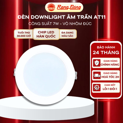 Đèn LED Downlight âm trần 7W Rạng Đông AT11 90/7W, Vỏ nhôm đúc