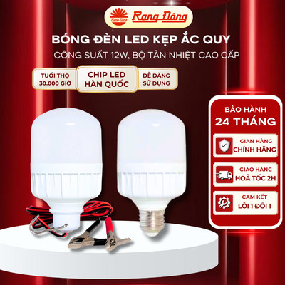 Bóng Đèn LED Kẹp Bình Ắc Quy 12V - 24V DC 12W Rạng Đông, ChipLED Samsung