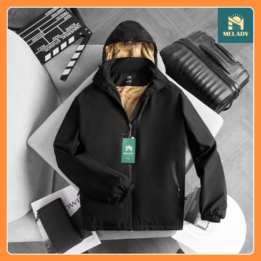 Áo khoác gió giới tính lót lông cừu, vải tráng bạc nano gió Mũ tháo rời (in ngục)