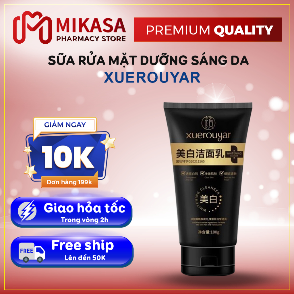 Sữa Rửa Mặt Trắng Da XUEROUYAR - Sữa Rửa Mặt XUEROUYAR Dưỡng Sáng Da, Hút Bã Nhờn, Giảm Mụn Đầu Đen