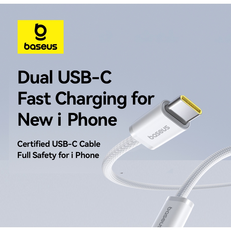 Cáp sạc nhanh Baseus 100W PD USB-C sang USB-C, Sạc nhanh cho Phon.e 15, M.ac, Sa.m.sung và các thiết bị tương tự | BigBuy360 - bigbuy360.vn
