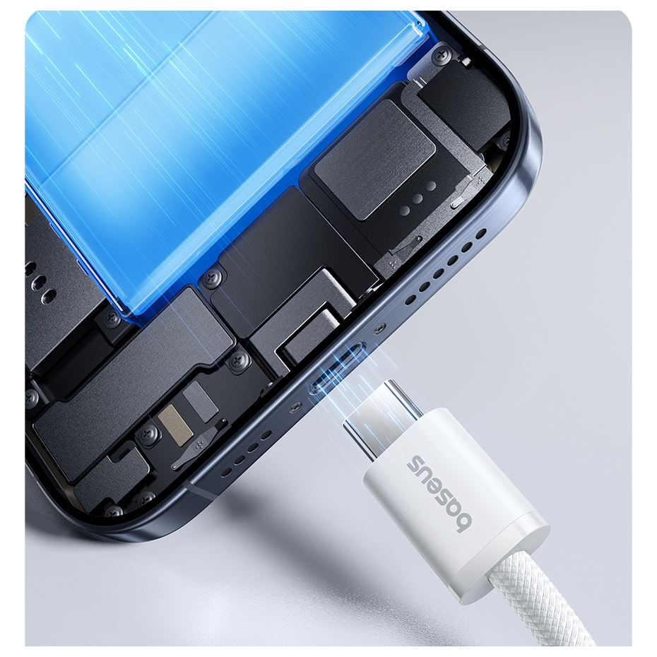 Cáp sạc nhanh Baseus 100W PD USB-C sang USB-C, Sạc nhanh cho Phon.e 15, M.ac, Sa.m.sung và các thiết bị tương tự | BigBuy360 - bigbuy360.vn