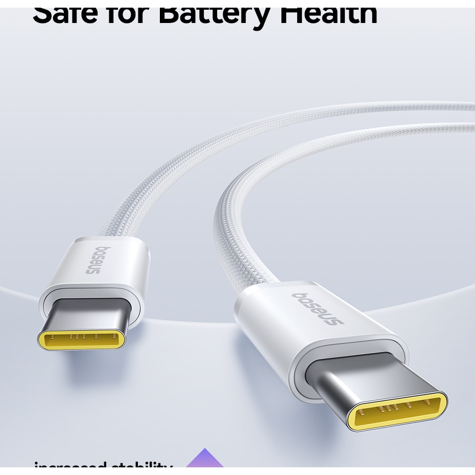 Cáp sạc nhanh Baseus 100W PD USB-C sang USB-C, Sạc nhanh cho Phon.e 15, M.ac, Sa.m.sung và các thiết bị tương tự | BigBuy360 - bigbuy360.vn