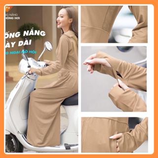 Áo Chống Nắng Nữ Toàn Thân 2 Lớp Dáng Dài cản tia UV, tản nhiệt 2 bên sườn