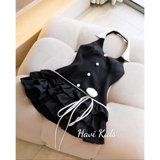 Đầm cổ yếm bé gái thiết kế váy tầng sành điệu sang chảnh phù hợp cho mẹ và bé gái từ  5-15 tuổi