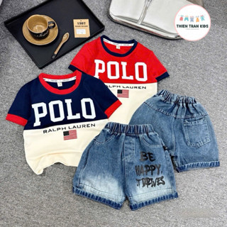 Quần áo bé trai, Set đồ quần jean áo thun sành điệu cho bé mặc đi chơi đi học 8-28kg