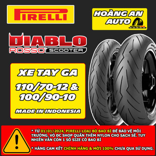 (Rosso cho Lead) Cặp vỏ lốp xe Pirelli Rosso Scooter cho Lead size độ 110/70-12 và sau 100/90-10