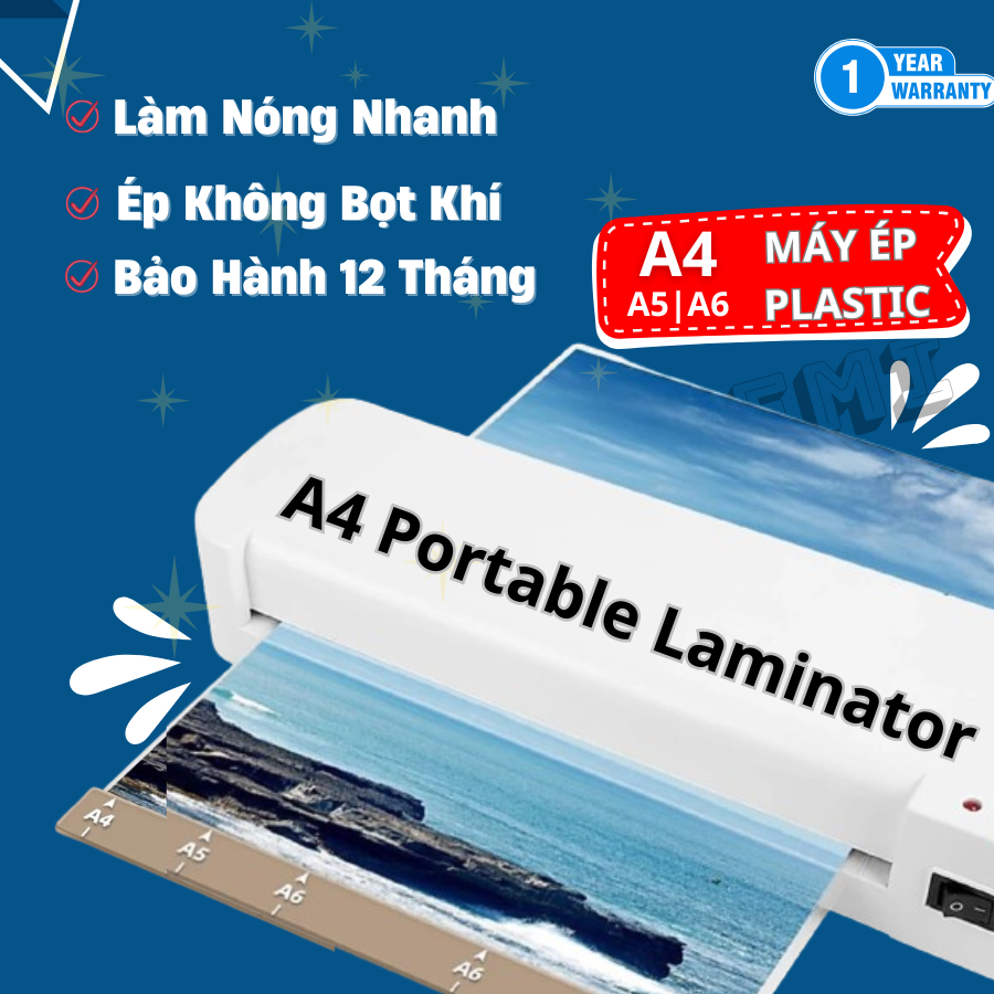 Máy Ép Plastic Khổ A4 Chính Hãng - Ép Nhanh, Chống Nhăn, Bền Đẹp, Dùng Cho Văn Phòng & Gia Đình