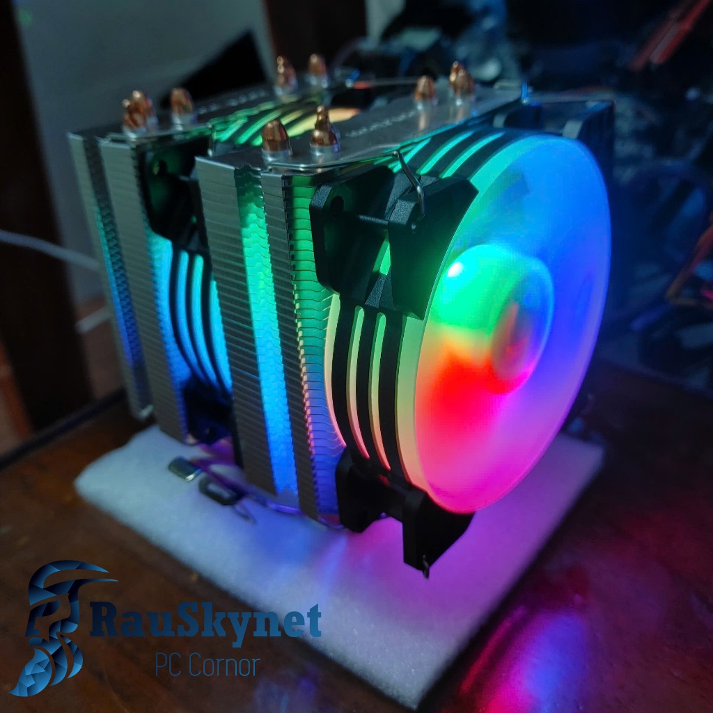 Quạt Tản Nhiệt, Fan CPU Coolmoon Mx6 Led RGB- Mới 100%