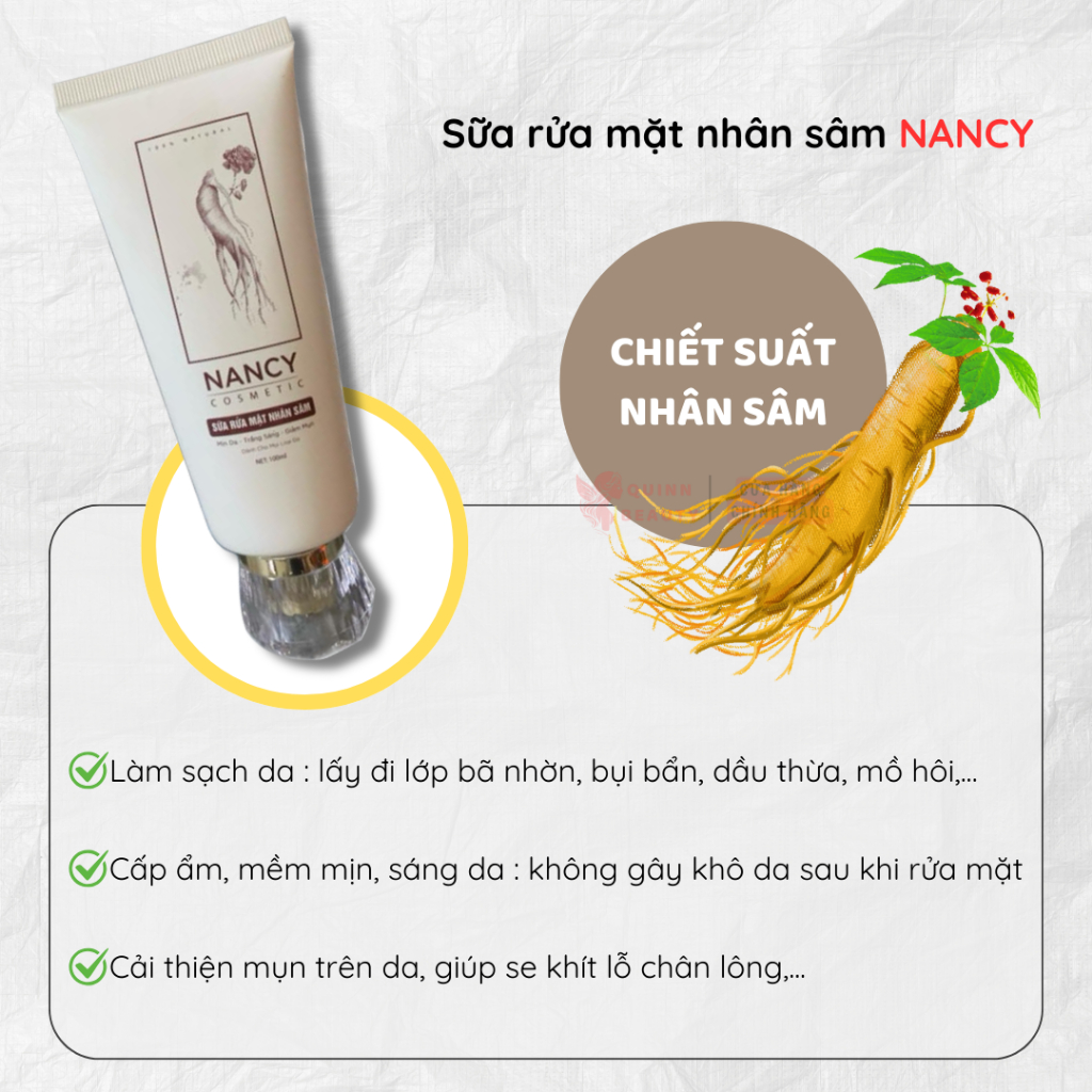 Sữa rửa mặt nhân sâm Nancy - Sữa rửa mặt Nancy chiết suất nhân sâm, giúp da mặt sạch bã nhờn, sạch mụn, sáng bóng da mặt