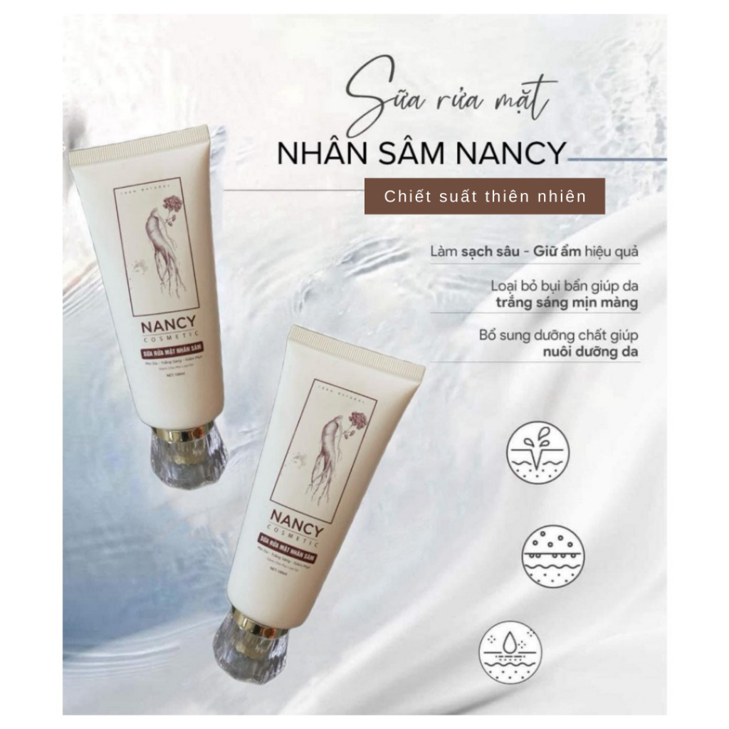 Sữa rửa mặt nhân sâm Nancy - Sữa rửa mặt Nancy chiết suất nhân sâm, giúp da mặt sạch bã nhờn, sạch mụn, sáng bóng da mặt