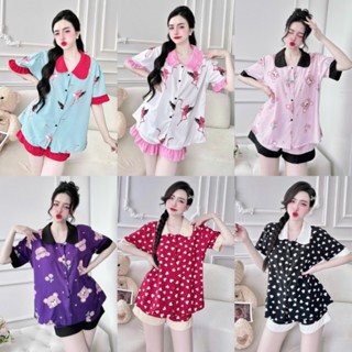 Đồ Bộ Ngủ Nữ Pyjama Phối Viền Cao Cấp Đùi Lụa Nhật - Mango Bigsize 50-100kg Đồ Bộ Mặc Nhà Pijama Cho Nàng Mũm Mĩm Bé