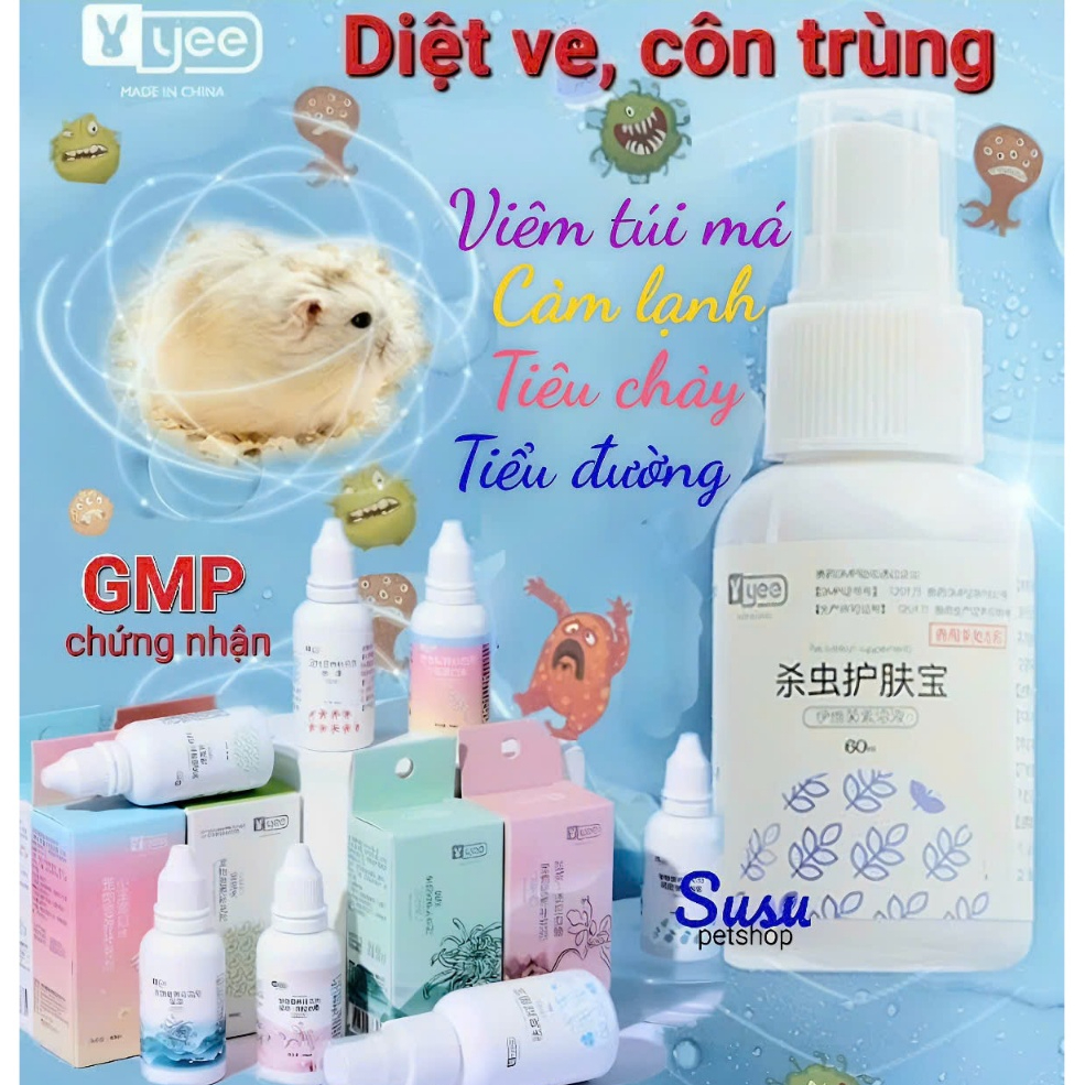 Diệt Ve, Bọ chét YEE cho Hamster, Thỏ, Bọ, Chinchilla, Sóc, Smallpet