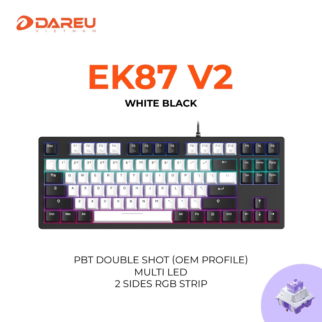 Bàn phím cơ Dareu EK87L / EK87 V2 Đen | Trắng - Chính Hãng | BigBuy360 - bigbuy360.vn