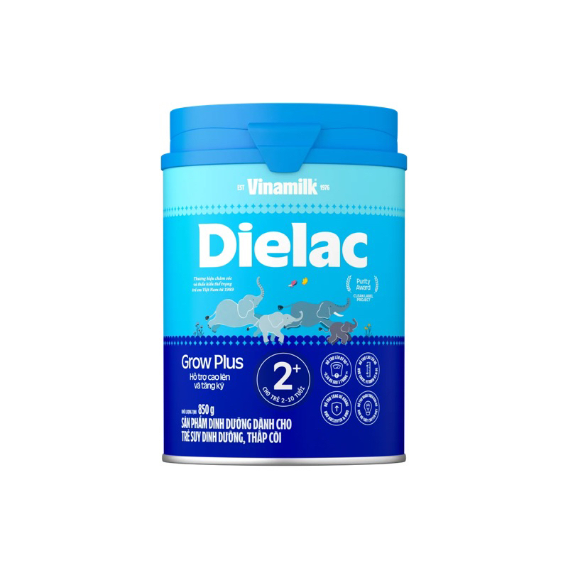 (Bao bì mới) Sữa bột Dielac Growplus 2+ 850g (cho trẻ từ 2-10 tuổi)
