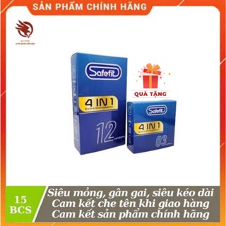 [ MUA TO TẶNG NHỎ ] - Bao cao su SafeFit 4in1, Gân Gai, Siêu mỏng, Kéo dài thời gian - 15 cái