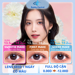 (1 chiếc lẻ) Lens Seed 1 ngày có màu Eye coffret - Sheer, Sweetie, First Make full độ cận - Buddy Central