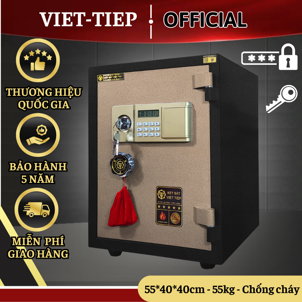   KHOÁ ĐIỆN TỬ_55Kg  Két sắt chính hãng Cơ Khí Việt Tiệp Chống Cháy dành cho Gia Đình Văn Phòng Nhà Hàng Khách Sạn. 