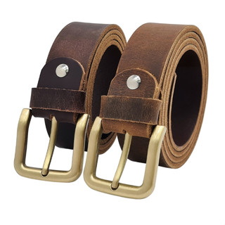 [130cm][Tặng đục] Dây lưng da bò thật DHM-122 | Dây nịt da bò sáp đầu khoá kim mạ đồng thời trang | Bảo hành 12 tháng