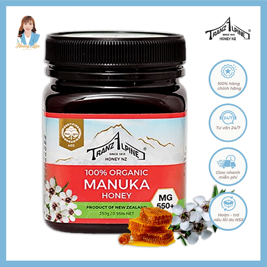 Mật ong hữu cơ manuka MG650+ New Zealand TranzAlpine 100% Organic Manuka Honey 250g