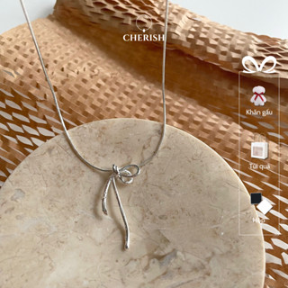 Dây Chuyền Bạc Nữ Vòng Cổ Bạc 925 Nơ Trơn Dây Mảnh Thiết Kế Tinh Tế Sang Trọng Cherish