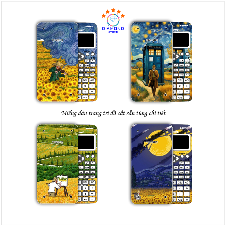 Miếng dán hình Van Gogh bộ 2 cho máy Casio FX 580VNX , 570VN Plus , 570ES Plus , 570 ES , 500MS , 57