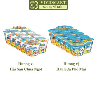   SET 10 LY  - ACECOOK - Mì ly mini Doraemon 2 vị: Hải Sản Chua Ngọt Hàu Sữa Phô Mai  48-53g ly  -  Mì ly Doremon 