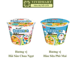 [LY LẺ] - ACECOOK - Mì ly mini Doraemon 2 vị: Hải Sản Chua Ngọt, Hàu Sữa Phô Mai (48-53g/ly) -  Mì ly Doremon