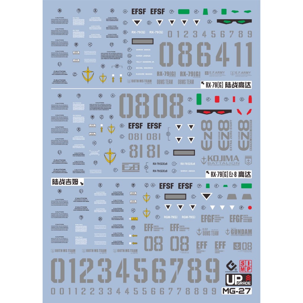 Decal nước cho mô hình lắp ráp MG RGM-79[G] GM Ground Type